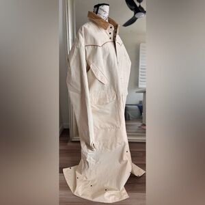 90s Schaefer Outfitter Coat Beige Western Duster Canvas Corduroy Collar Men’s XL